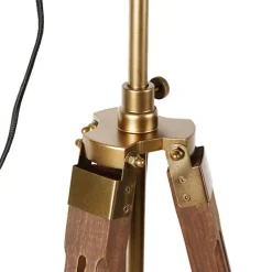 QAZQA Stehlampen|Wohnzimmerlampen*Smarte Stativ-Stehlampe Bronze mit Holz Studio Spot inkl. WiFi A60 - Radient