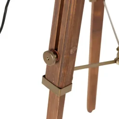 QAZQA Stehlampen|Wohnzimmerlampen*Smarte Stativ-Stehlampe Bronze mit Holz Studio Spot inkl. WiFi A60 - Radient