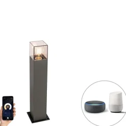 QAZQA Smarte Außenbeleuchtung|Stehlampen Außen*Smarte Steh-Außenleuchte Anthrazit 50 cm inkl. WLAN P45 - Dänemark