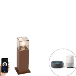 QAZQA Smarte Außenbeleuchtung|Stehlampen Außen*Smarte Steh-Außenleuchte rostbraun 30 cm inkl. WLAN P45 – Dänemark