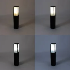 QAZQA Gartenbeleuchtung|Smarte Außenbeleuchtung*Smarte Steh-Außenleuchte schwarz mit geriffeltem Glas 80 cm inkl. WLAN A60 - Charlois