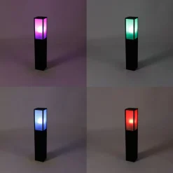 QAZQA Gartenbeleuchtung|Smarte Außenbeleuchtung*Smarte Steh-Außenleuchte schwarz mit geriffeltem Glas 80 cm inkl. WLAN A60 - Charlois