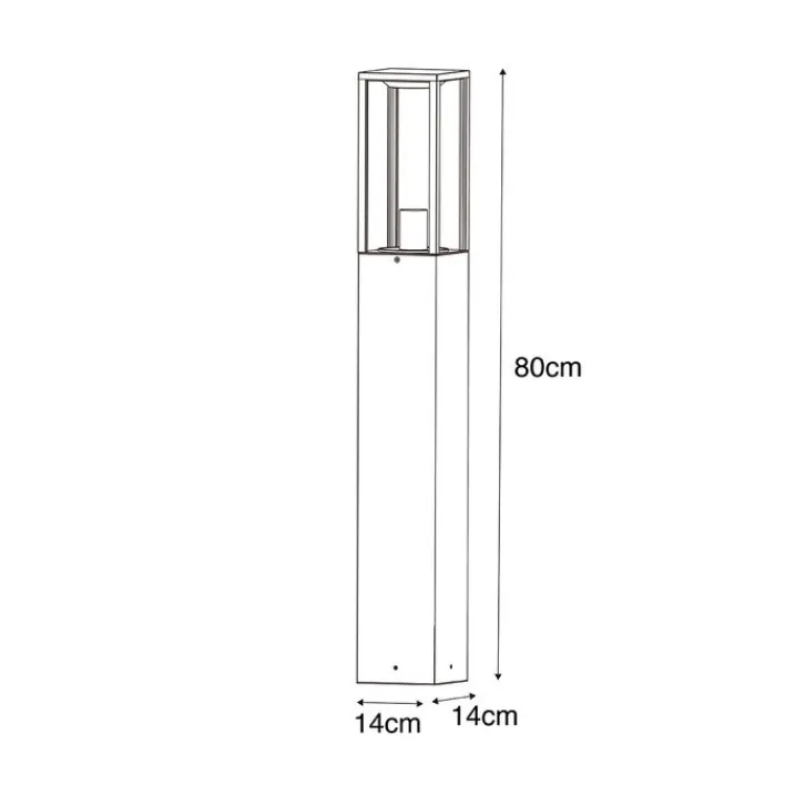 QAZQA Gartenbeleuchtung|Smarte Außenbeleuchtung*Smarte Steh-Außenleuchte schwarz mit geriffeltem Glas 80 cm inkl. WLAN A60 - Charlois