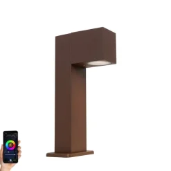 QAZQA Stehlampen Außen|Gartenbeleuchtung*Smarte stehende Außenlampe rostbraun 30 cm IP44 inkl. Wifi GU10 - Baleno