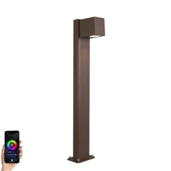QAZQA Gartenbeleuchtung|Smarte Außenbeleuchtung*Smarte stehende Außenlampe rostbraun 65 cm IP44 inkl. Wifi GU10 - Baleno