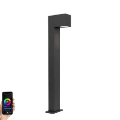 QAZQA Gartenbeleuchtung|Stehlampen Außen*Smarte stehende Außenleuchte Anthrazit 65 cm IP44 inkl. Wifi GU10 - Baleno