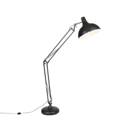 QAZQA Smarte Stehlampen|Stehlampen*Smarte Stehlampe schwarz verstellbar inkl. Wifi A60 - Hobby
