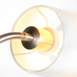 QAZQA Schlafzimmerlampen|Küchenlampen*Smarte Stehleuchte aus Stahl mit weißem Schirm inkl. WiFi A60 und E14 - Retro