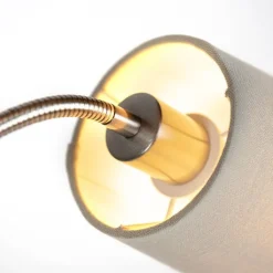 QAZQA Schlafzimmerlampen|Küchenlampen*Smarte Stehleuchte aus Stahl mit grauem Schirm inkl. WiFi A60 und E14 - Retro