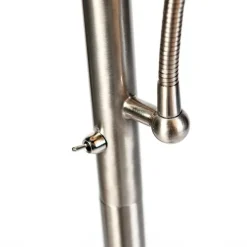 QAZQA Schlafzimmerlampen|Küchenlampen*Smarte Stehleuchte aus Stahl mit grauem Schirm inkl. WiFi A60 und E14 - Retro