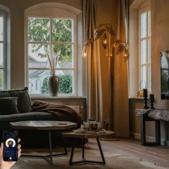 QAZQA Schlafzimmerlampen|Esszimmerlampen*Smarte Stehleuchte Gold 193 cm 3-flammig inkl. 3 Wifi P45 - Botanica