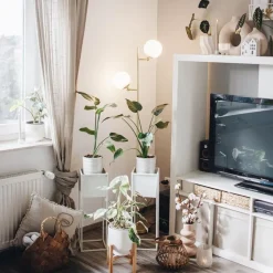 QAZQA Smarte Stehlampen|Stehlampen*Smarte Stehleuchte Gold mit Milchglas inkl. 2 WiFi P45 - Pallon