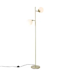 QAZQA Smarte Stehlampen|Stehlampen*Smarte Stehleuchte Gold mit Milchglas inkl. 2 WiFi P45 - Pallon
