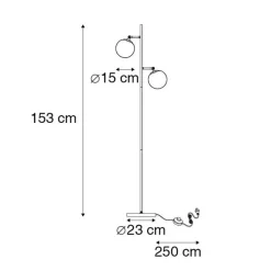 QAZQA Smarte Stehlampen|Stehlampen*Smarte Stehleuchte Gold mit Milchglas inkl. 2 WiFi P45 - Pallon