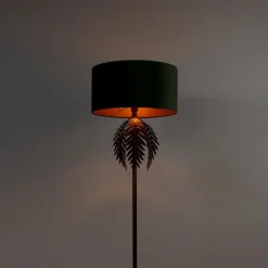 QAZQA Smarte Stehlampen|Stehlampen*Smarte Stehleuchte Gold mit grünem Schirm inkl. WLAN A60 - Botanica