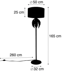 QAZQA Smarte Stehlampen|Stehlampen*Smarte Stehleuchte Gold mit grünem Schirm inkl. WLAN A60 - Botanica