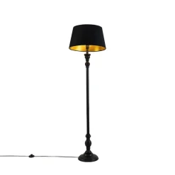 QAZQA Smarte Stehlampen|Stehlampen*Smarte Stehleuchte mit 45 cm Schirm schwarz inkl. WLAN A60 - Classico