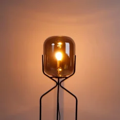 QAZQA Smarte Stehlampen|Stehlampen*Smarte Stehleuchte schwarz inkl. WiFi A60 Rauchglas - Bliss