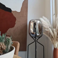 QAZQA Smarte Stehlampen|Stehlampen*Smarte Stehleuchte schwarz inkl. WiFi A60 Rauchglas - Bliss