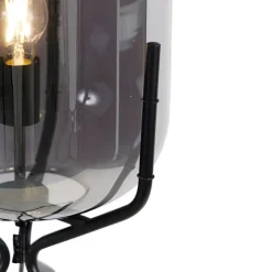 QAZQA Smarte Stehlampen|Stehlampen*Smarte Stehleuchte schwarz inkl. WiFi A60 Rauchglas - Bliss