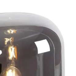 QAZQA Smarte Stehlampen|Stehlampen*Smarte Stehleuchte schwarz inkl. WiFi A60 Rauchglas - Bliss