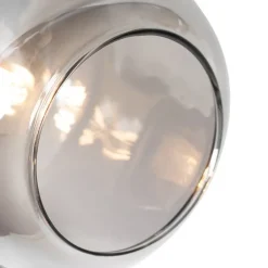 QAZQA Schlafzimmerlampen|Küchenlampen*Smarte Stehleuchte Schwarz mit Gold und Rauchglas 3-flammig inkl. 3 Wifi P45 - Zuzanna