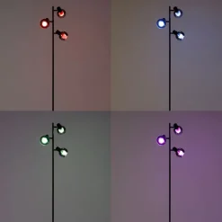 QAZQA Schlafzimmerlampen|Küchenlampen*Smarte Stehleuchte schwarz mit Rauchglas inkl. 3 WiFi P45 - Vidro