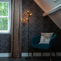 QAZQA Schlafzimmerlampen|Küchenlampen*Smarte Stehleuchte schwarz mit Rauchglas inkl. 3 WiFi P45 - Vidro