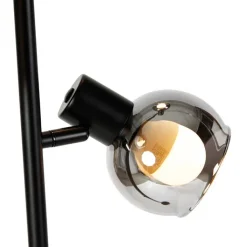 QAZQA Schlafzimmerlampen|Küchenlampen*Smarte Stehleuchte schwarz mit Rauchglas inkl. 3 WiFi P45 - Vidro