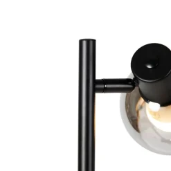 QAZQA Schlafzimmerlampen|Küchenlampen*Smarte Stehleuchte schwarz mit Rauchglas inkl. 3 WiFi P45 - Vidro