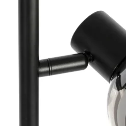 QAZQA Schlafzimmerlampen|Küchenlampen*Smarte Stehleuchte schwarz mit Rauchglas inkl. 3 WiFi P45 - Vidro