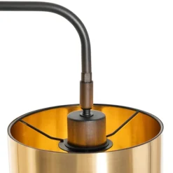 QAZQA Smarte Stehlampen|Stehlampen*Smarte Stehleuchte schwarz mit Gold inkl. WiFi A60 - Lofty