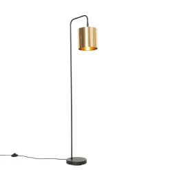 QAZQA Smarte Stehlampen|Stehlampen*Smarte Stehleuchte schwarz mit Gold inkl. WiFi A60 - Lofty