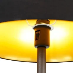 QAZQA Schlafzimmerlampen|Esszimmerlampen*Smarte Stehleuchte schwarz mit Gold inkl. WiFi A60 und E14 - Retro