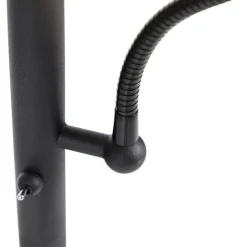 QAZQA Schlafzimmerlampen|Esszimmerlampen*Smarte Stehleuchte schwarz mit Gold inkl. WiFi A60 und E14 - Retro