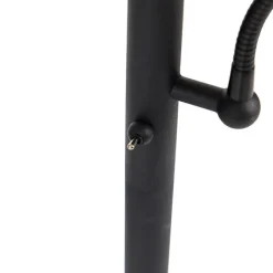 QAZQA Schlafzimmerlampen|Esszimmerlampen*Smarte Stehleuchte schwarz mit Gold inkl. WiFi A60 und E14 - Retro