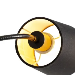 QAZQA Schlafzimmerlampen|Esszimmerlampen*Smarte Stehleuchte schwarz mit Gold inkl. WiFi A60 und E14 - Retro