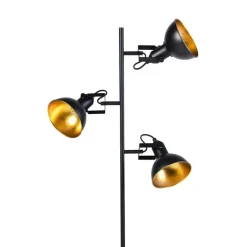 QAZQA Stehlampen|Wohnzimmerlampen*Smarte Stehleuchte Schwarz mit Gold 3-flammig inkl. 3 WiFi P45 - Tommy