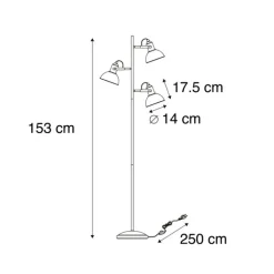 QAZQA Stehlampen|Wohnzimmerlampen*Smarte Stehleuchte Schwarz mit Gold 3-flammig inkl. 3 WiFi P45 - Tommy