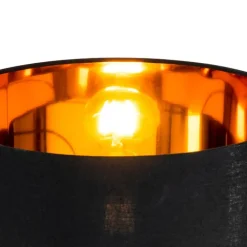 QAZQA Stehlampen|Wohnzimmerlampen*Smarte Stehleuchte Schwarz mit Gold Rund inkl. WiFi A60 - VT