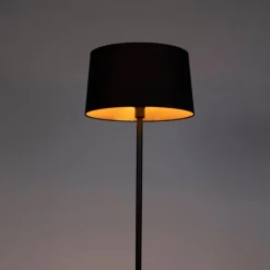 QAZQA Smarte Stehlampen|Stehlampen*Smarte Stehleuchte schwarz mit schwarzem Schirm 45 cm inkl. WLAN A60 - Simplo