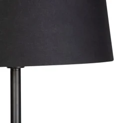 QAZQA Smarte Stehlampen|Stehlampen*Smarte Stehleuchte schwarz mit schwarzem Schirm 45 cm inkl. WLAN A60 - Simplo