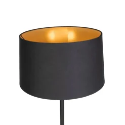 QAZQA Smarte Stehlampen|Stehlampen*Smarte Stehleuchte schwarz mit schwarzem Schirm 45 cm inkl. WLAN A60 - Simplo