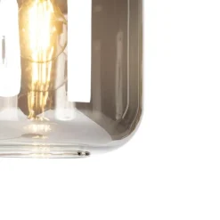 QAZQA Smarte Stehlampen|Stehlampen*Smarte Stehleuchte schwarz mit Gold und Rauchglas inkl. WiFi A60 - Zuzanna