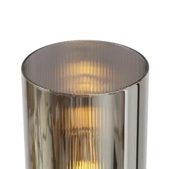 QAZQA Schlafzimmerlampen|Küchenlampen*Smarte Stehleuchte Schwarz mit Rauchglas 2-flammig inkl. 2 Wifi ST64 - Laura