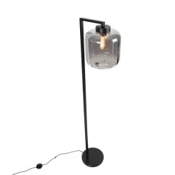 QAZQA Smarte Stehlampen|Stehlampen*Smarte Stehleuchte schwarz mit Rauchglas inkl. WiFi ST64 - Qara Down