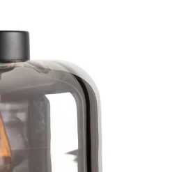 QAZQA Smarte Stehlampen|Stehlampen*Smarte Stehleuchte schwarz mit Rauchglas inkl. WiFi ST64 - Qara Down