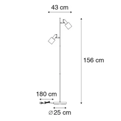 QAZQA Smarte Stehlampen|Stehlampen*Smarte Stehleuchte schwarz mit Gold inkl. 2 Wifi A60 - Stijn