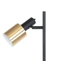 QAZQA Smarte Stehlampen|Stehlampen*Smarte Stehleuchte schwarz mit Gold inkl. 2 Wifi A60 - Stijn