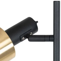 QAZQA Smarte Stehlampen|Stehlampen*Smarte Stehleuchte schwarz mit Gold inkl. 2 Wifi A60 - Stijn
